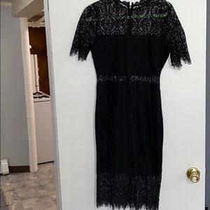 Lulus The Remarkable Black Lace Short Sleeve Dress